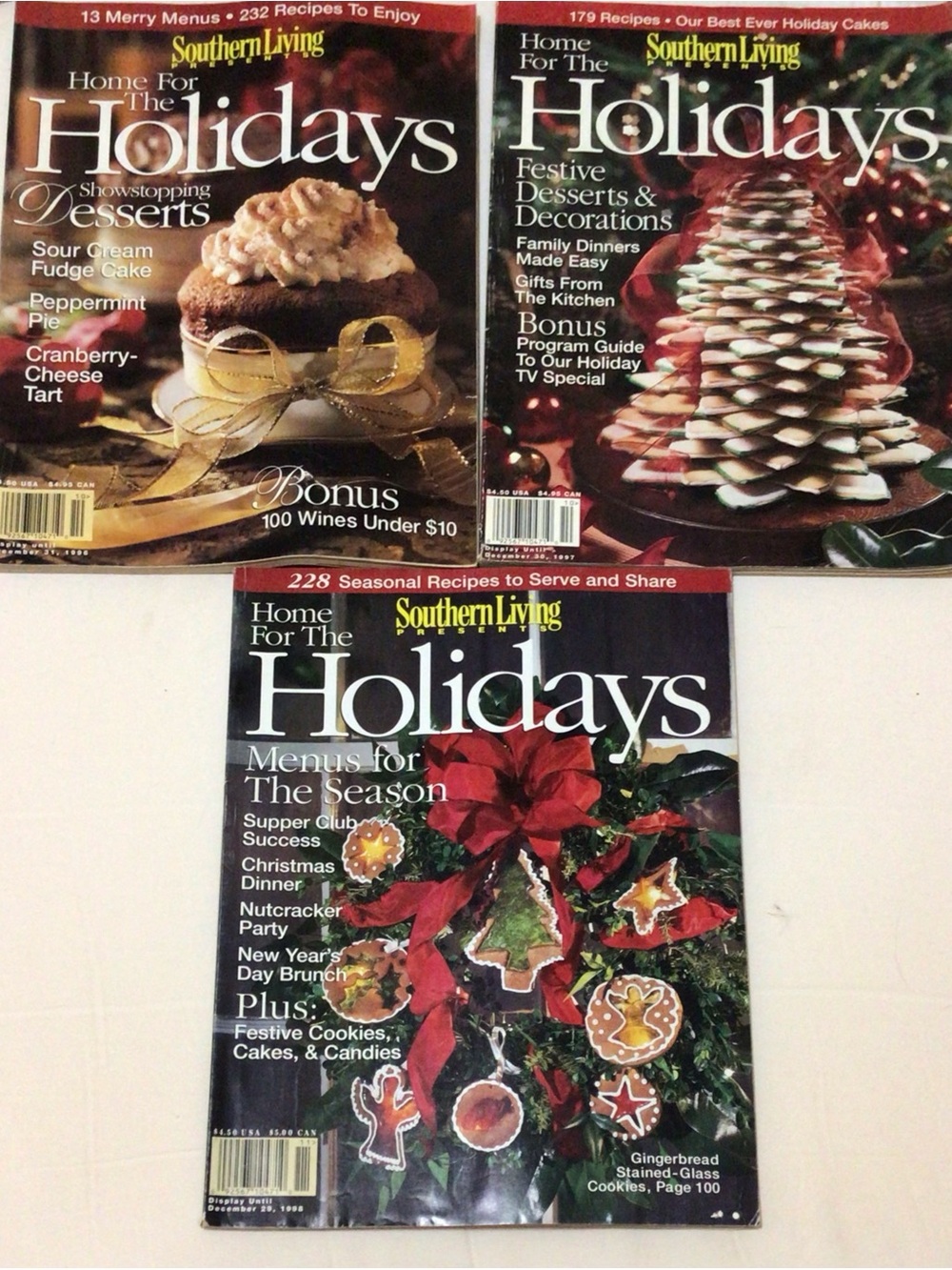 Lot of 3 Southern Living Home For The Holidays Magazines 1996, 1997, 1998 Recipe